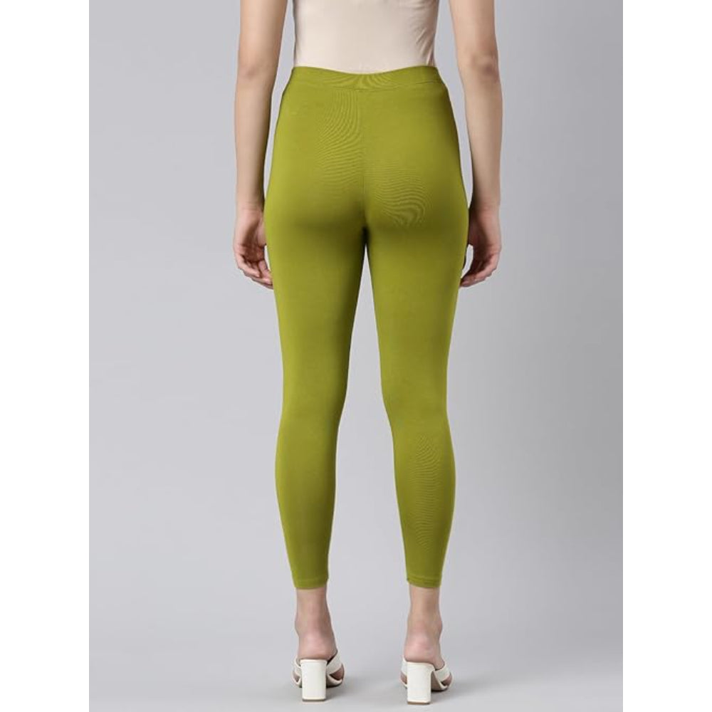 Olive Green Skinny Fit High Ankle Length Leggings