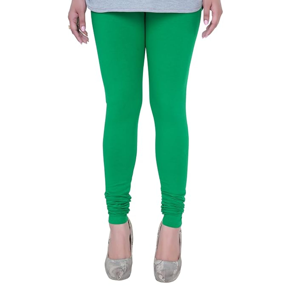 Green Plus Size Ultra Soft Churidar Cotton Lycra Leggings