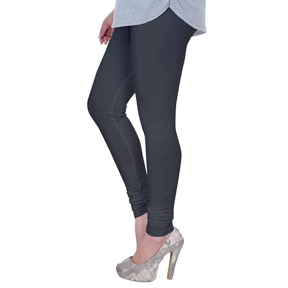 Grey Plus Size Ultra Soft Churidar Cotton Lycra Leggings