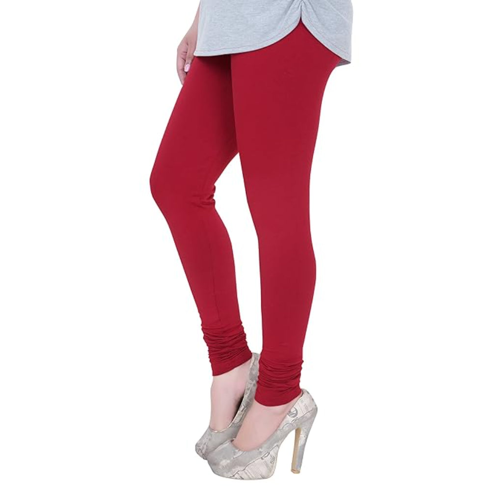 Maroon Plus Size Ultra Soft Churidar Cotton Lycra Leggings