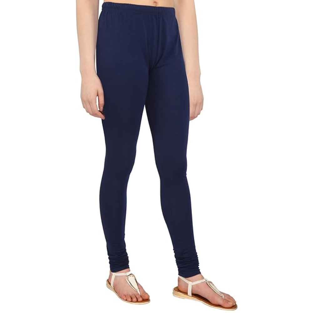 Navy Plus Size Ultra Soft Churidar Cotton Lycra Leggings
