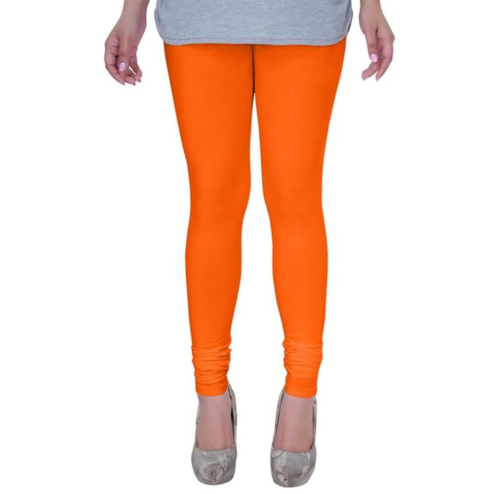 Orange Plus Size Ultra Soft Churidar Cotton Lycra Leggings