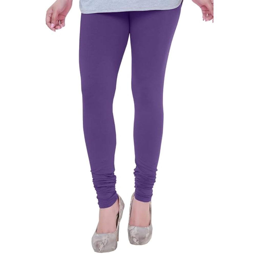 Purple Plus Size Ultra Soft Churidar Cotton Lycra Leggings