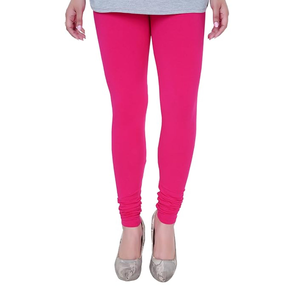 Pink Plus Size Ultra Soft Churidar Cotton Lycra Leggings