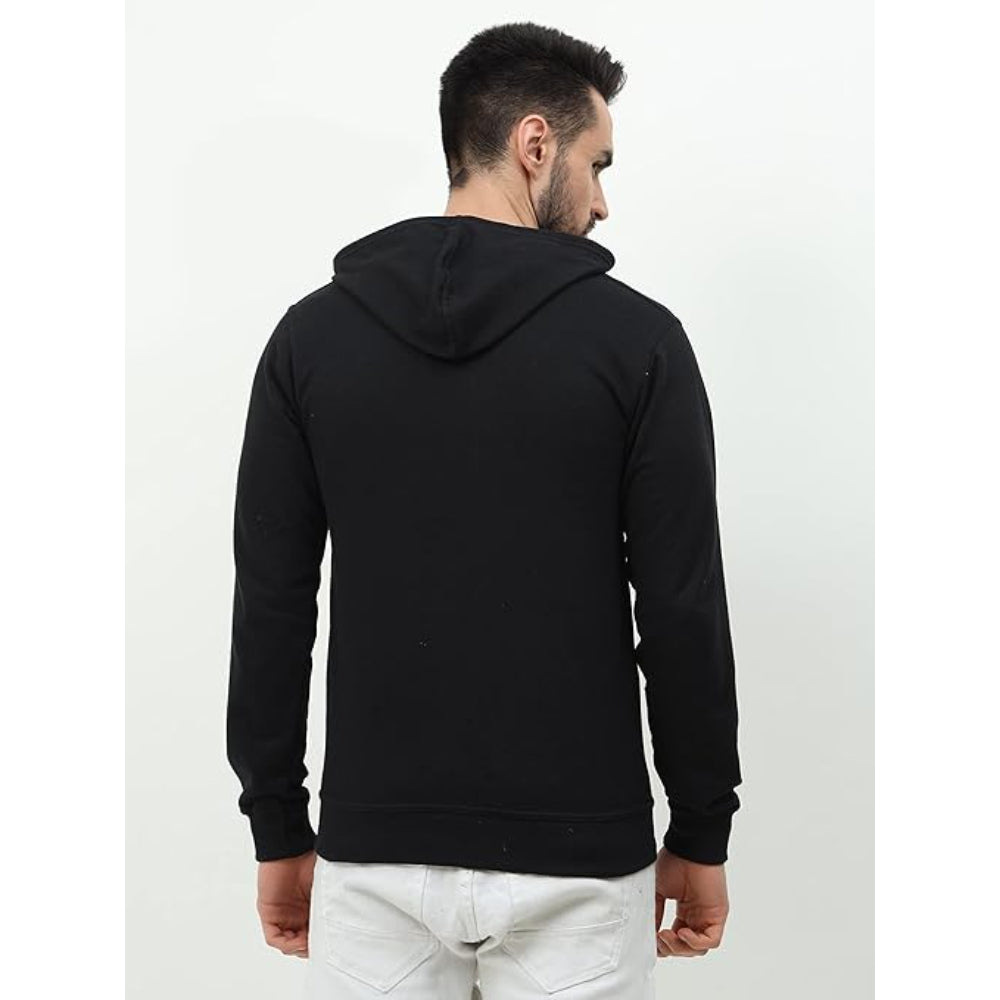 Men's Cotton Plain Black Hooded