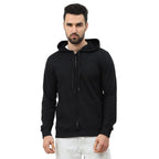 Men's Cotton Plain Black Hooded