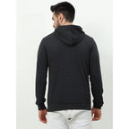 Men's Cotton Plain Charcoal Melange Hooded