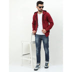 Men's Cotton Plain Maroon Hooded