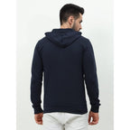 Men's Cotton Plain Navy Blue Hooded