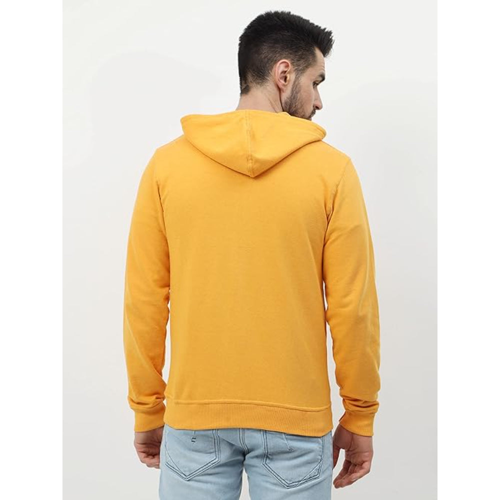 Men's Cotton Plain Mustard Yellow Hooded