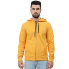 Men's Cotton Plain Mustard Yellow Hooded