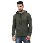 Men's Cotton Plain Olive Green Hooded
