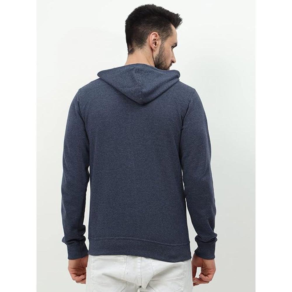 Men's Cotton Plain Navy Melange Hooded