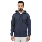 Men's Cotton Plain Navy Melange Hooded