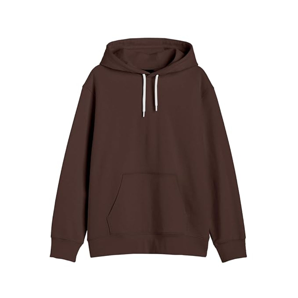 Mens Cotton Fleece Plain Brown Hoodie