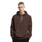 Mens Cotton Fleece Plain Brown Hoodie