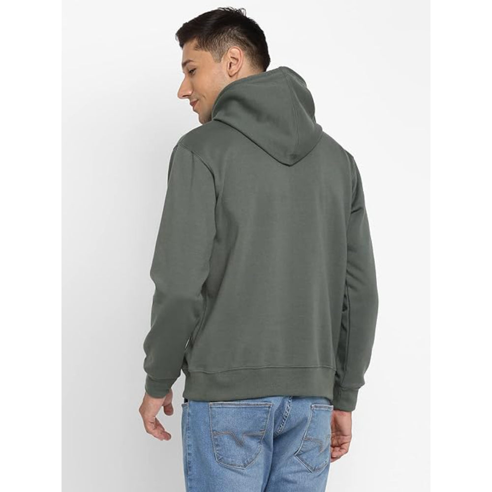 Mens Fleece Plain Fern Green Hoodie