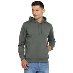 Mens Fleece Plain Fern Green Hoodie