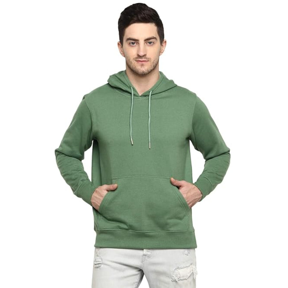 Mens Fleece Plain Green Hoodie
