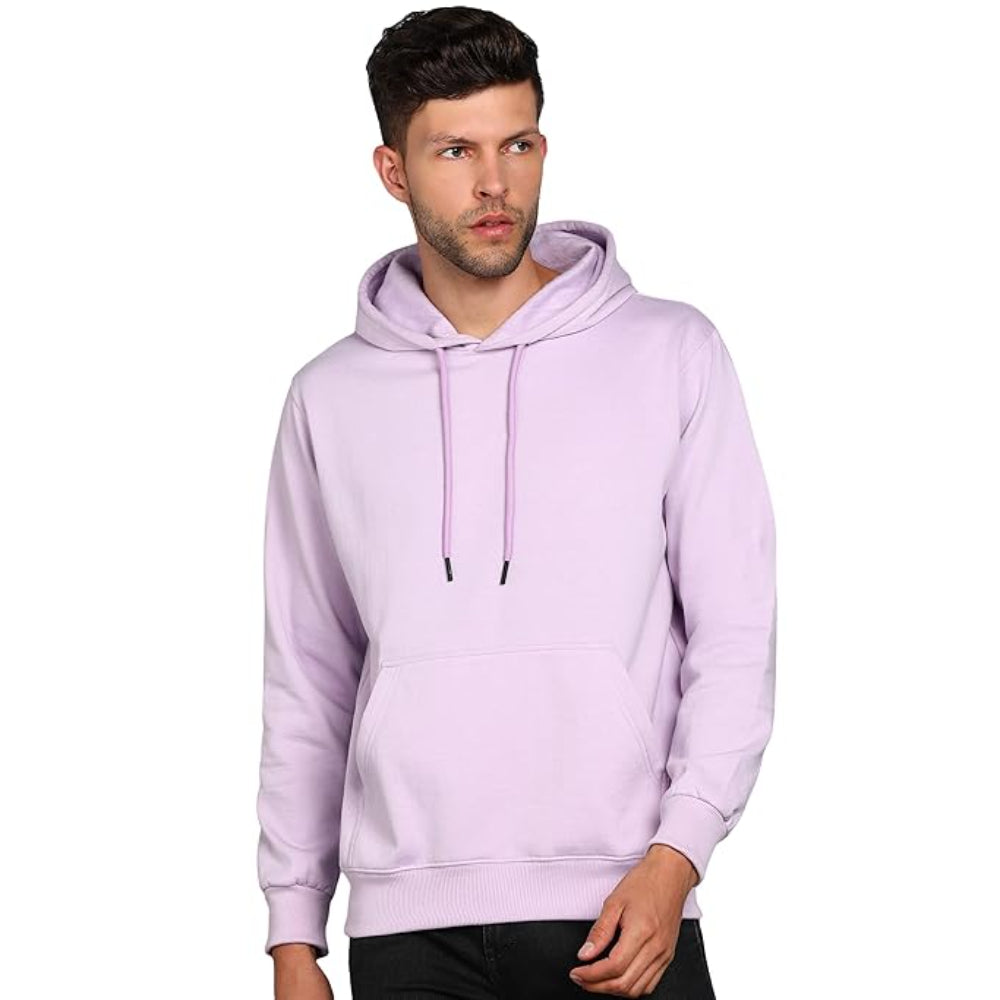 Mens Fleece Plain Light Purple Hoodie