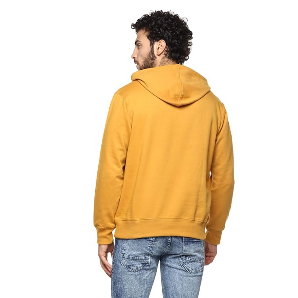 Mens Fleece Plain Mustard Hoodie