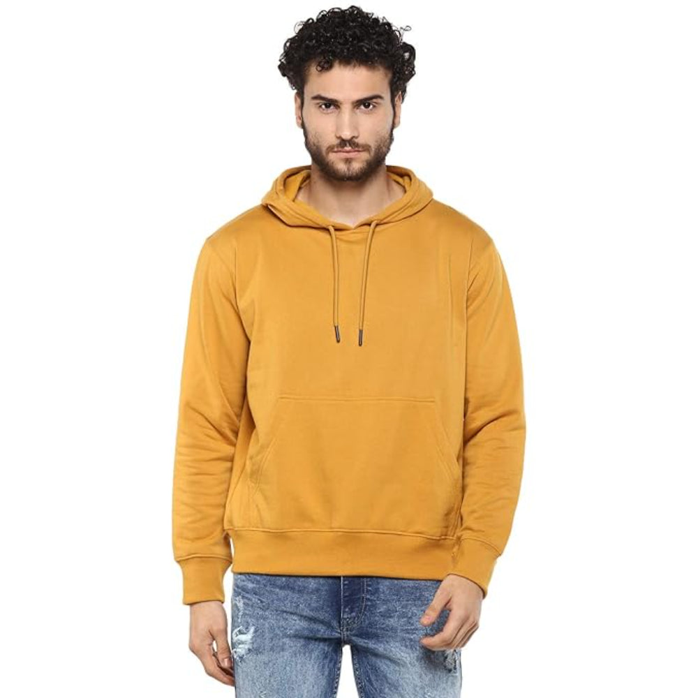 Mens Fleece Plain Mustard Hoodie