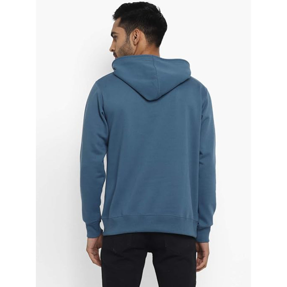 Mens Fleece Plain Persian Blue Hoodie