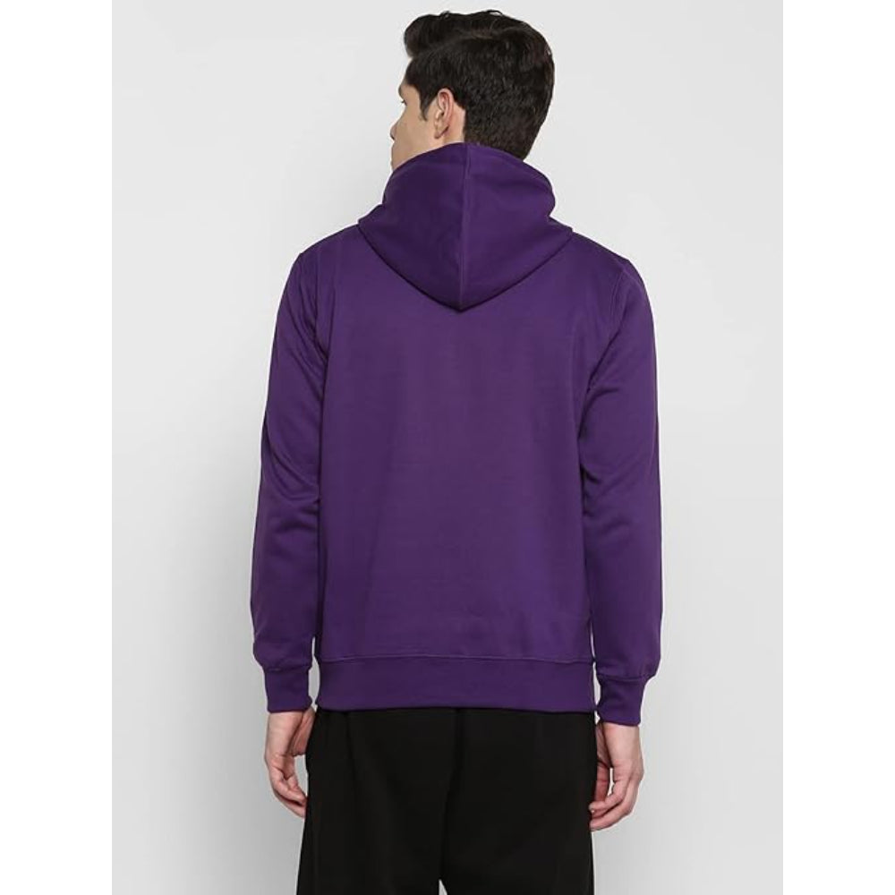 Mens Fleece Plain Purple Hoodie