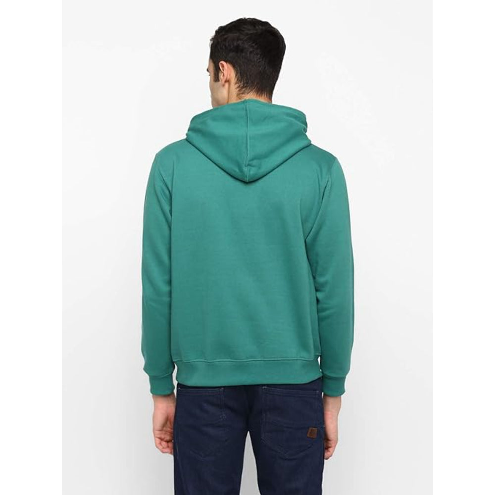 Mens Fleece Plain Sports Green Hoodie