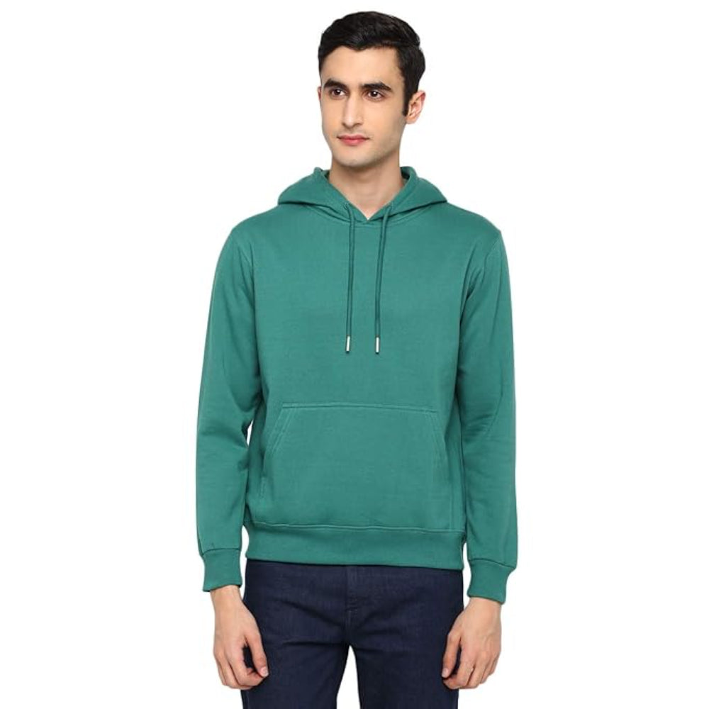 Mens Fleece Plain Sports Green Hoodie