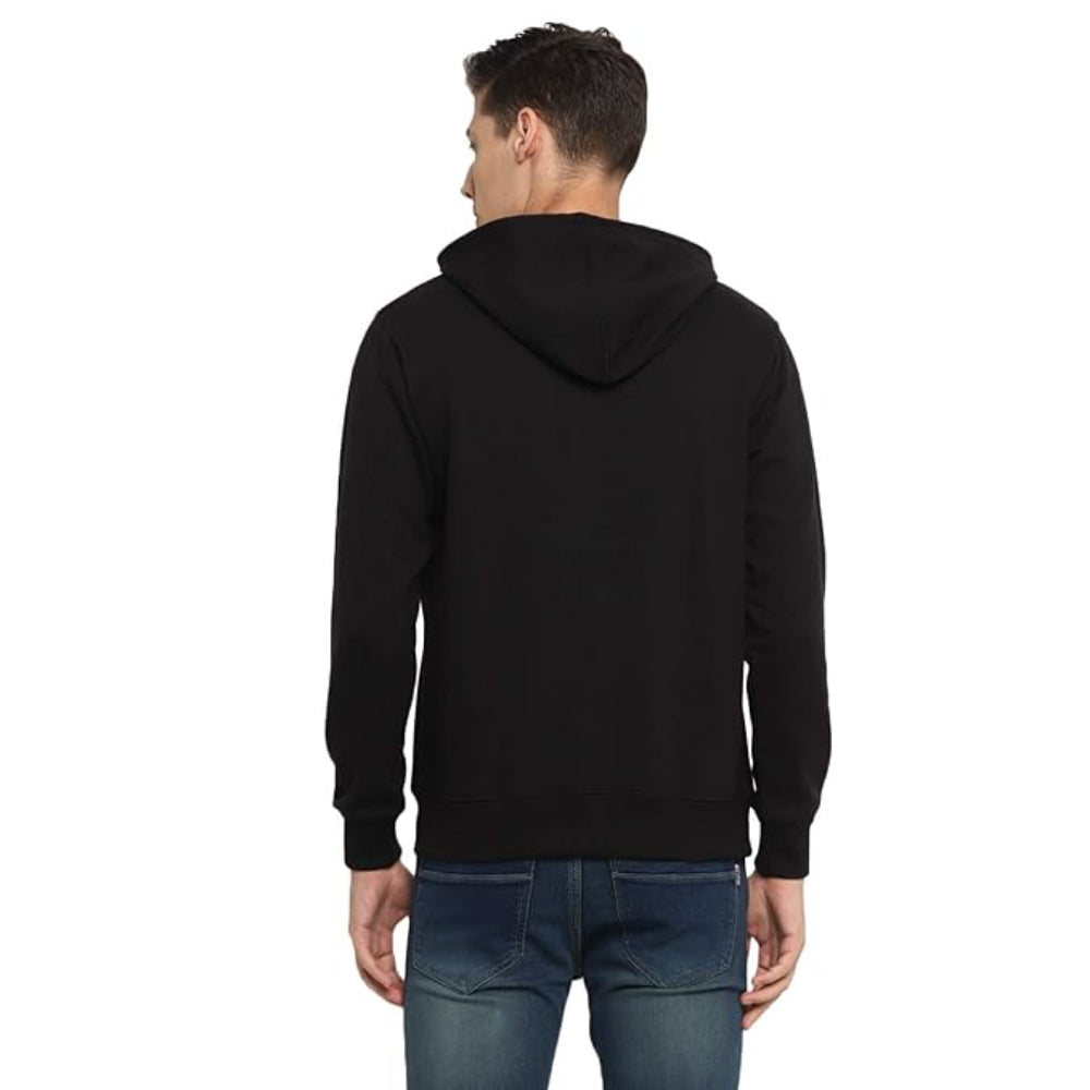 Mens Fleece Plain Black Hoodie