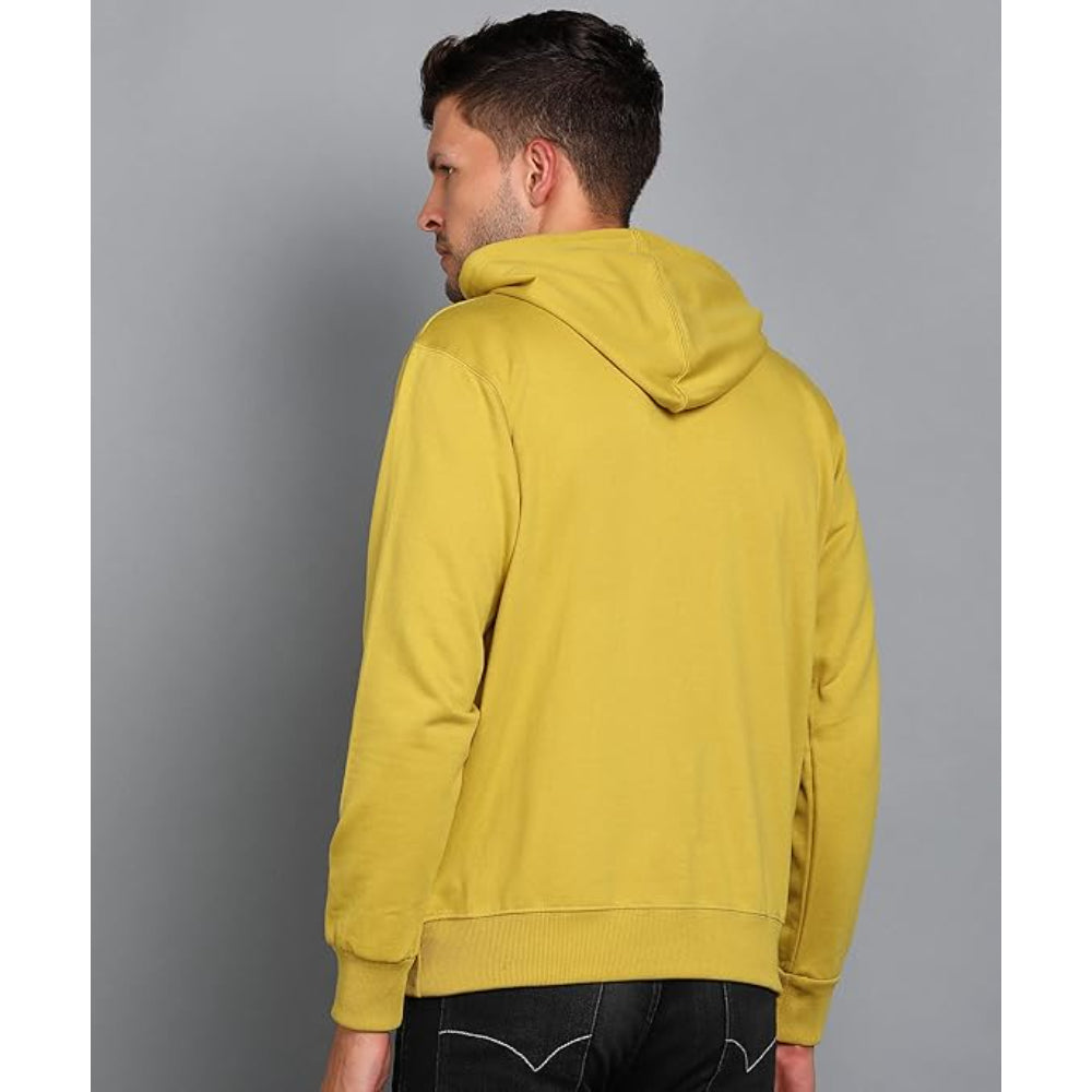 Mens Fleece Plain Yellow Hoodie
