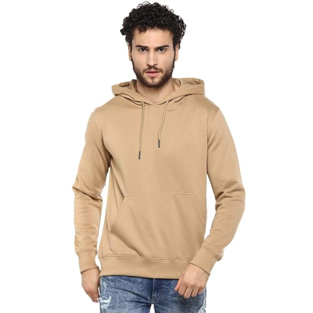 Mens Fleece Plain Biscuit Hoodie