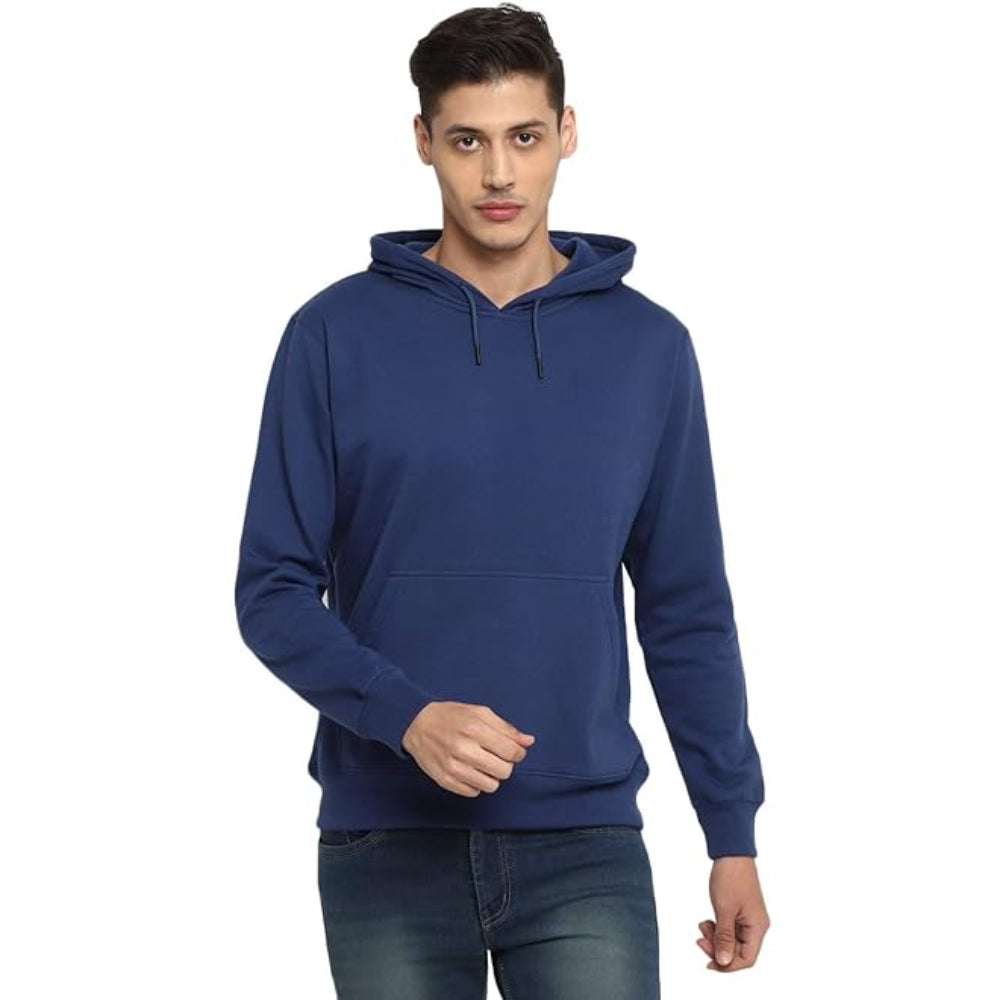 Mens Fleece Plain Cobalt Blue Hoodie
