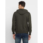 Mens Fleece Plain Olive Melange Hoodie