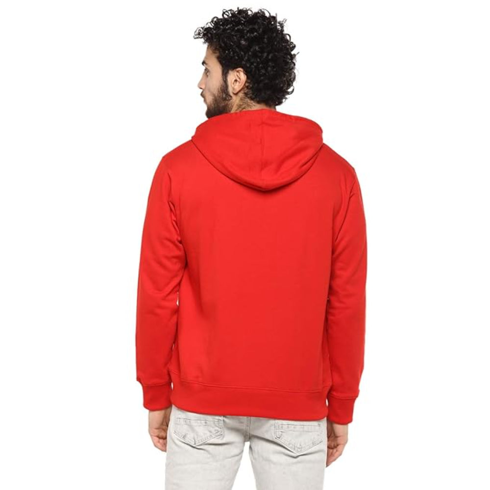 Mens Fleece Plain Red Hoodie