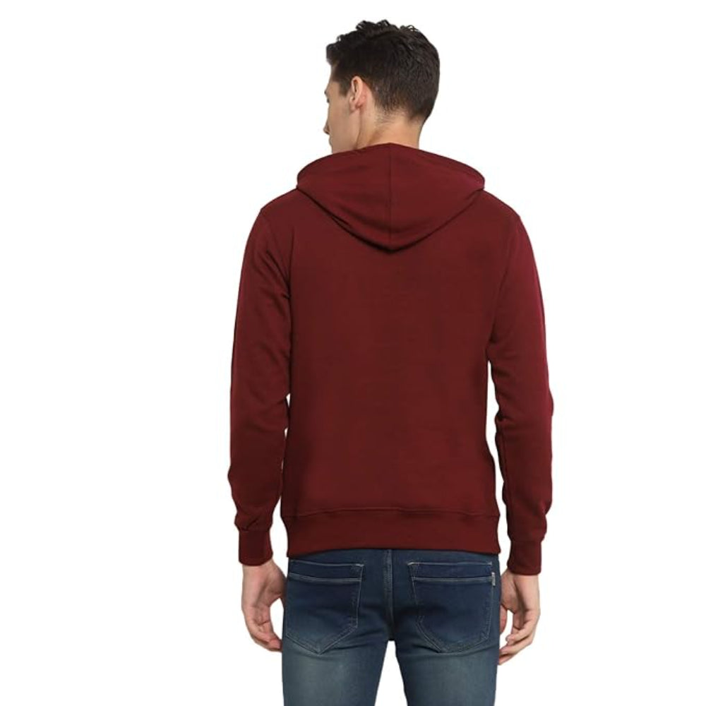 Mens Fleece Plain Wine Hoodie