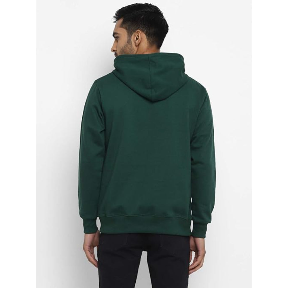 Mens Fleece Plain Forest Green Hoodie