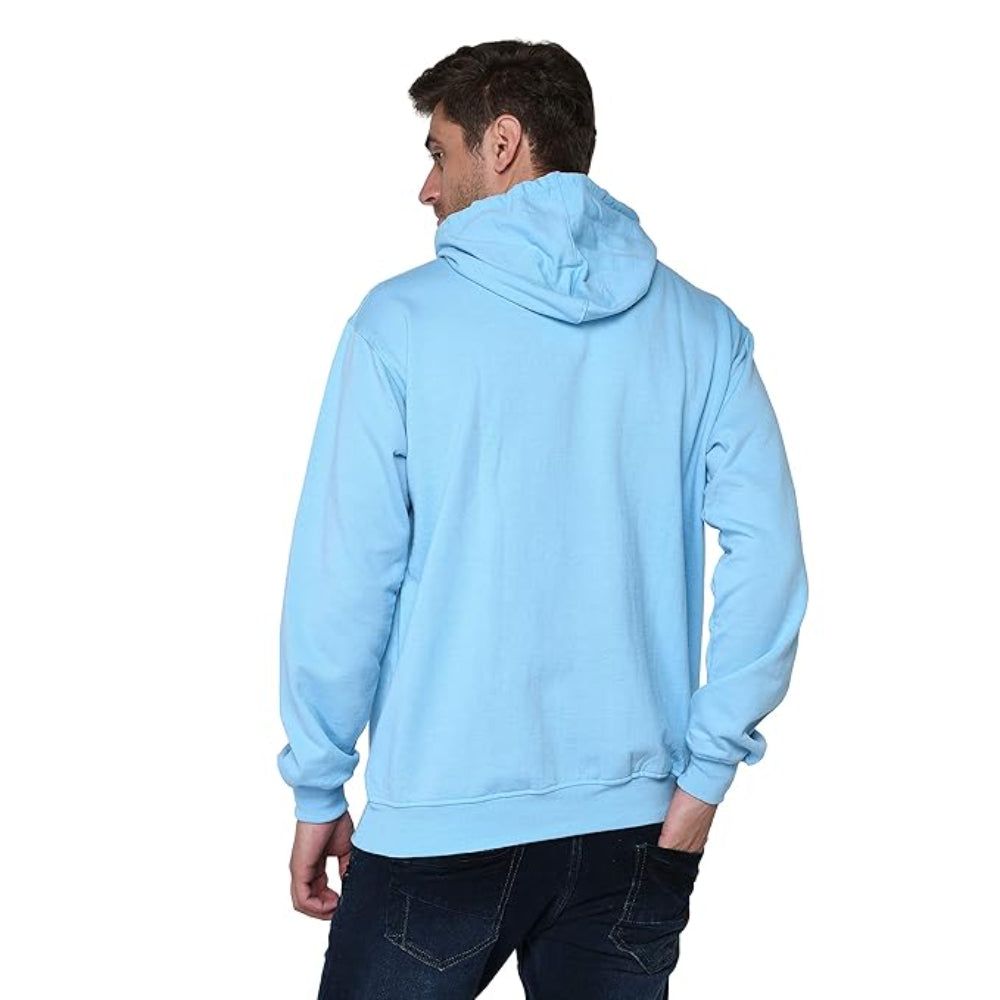 Men Plain Solid Aqua Blue Hoodie