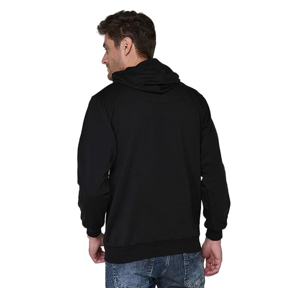 Men Plain Solid Black Hoodie