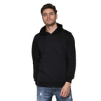 Men Plain Solid Black Hoodie