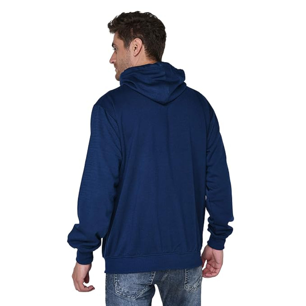 Men Plain Solid Blue Hoodie