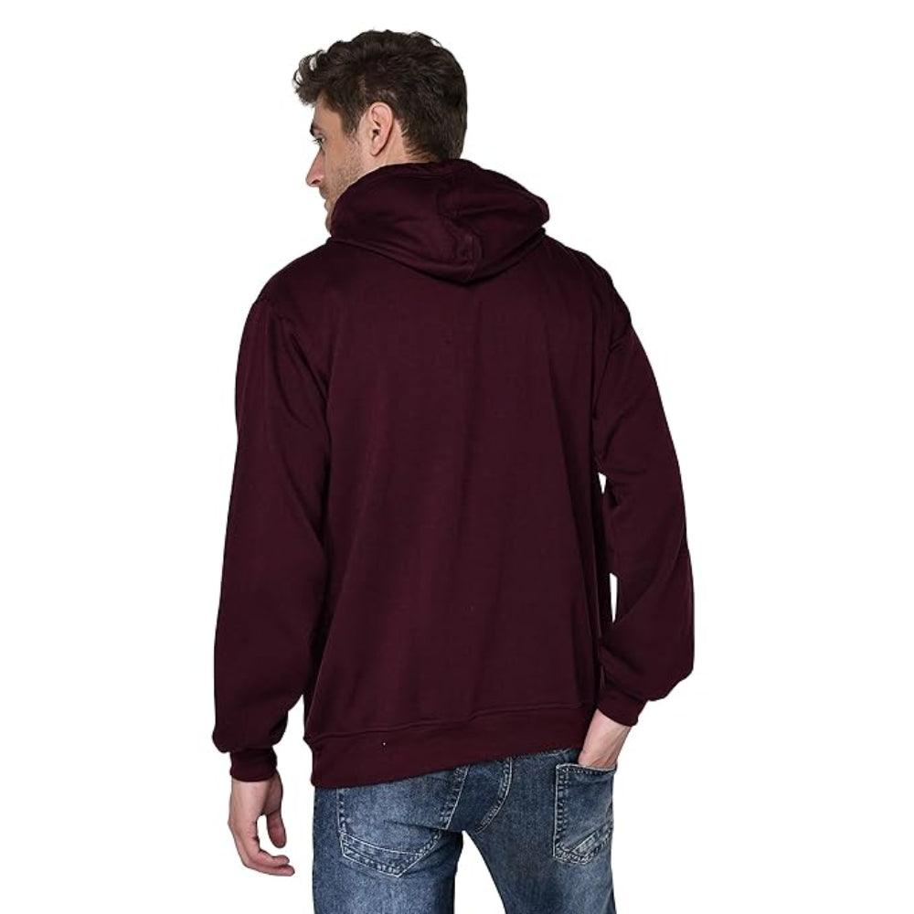 Men Plain Solid Burgundy Hoodie