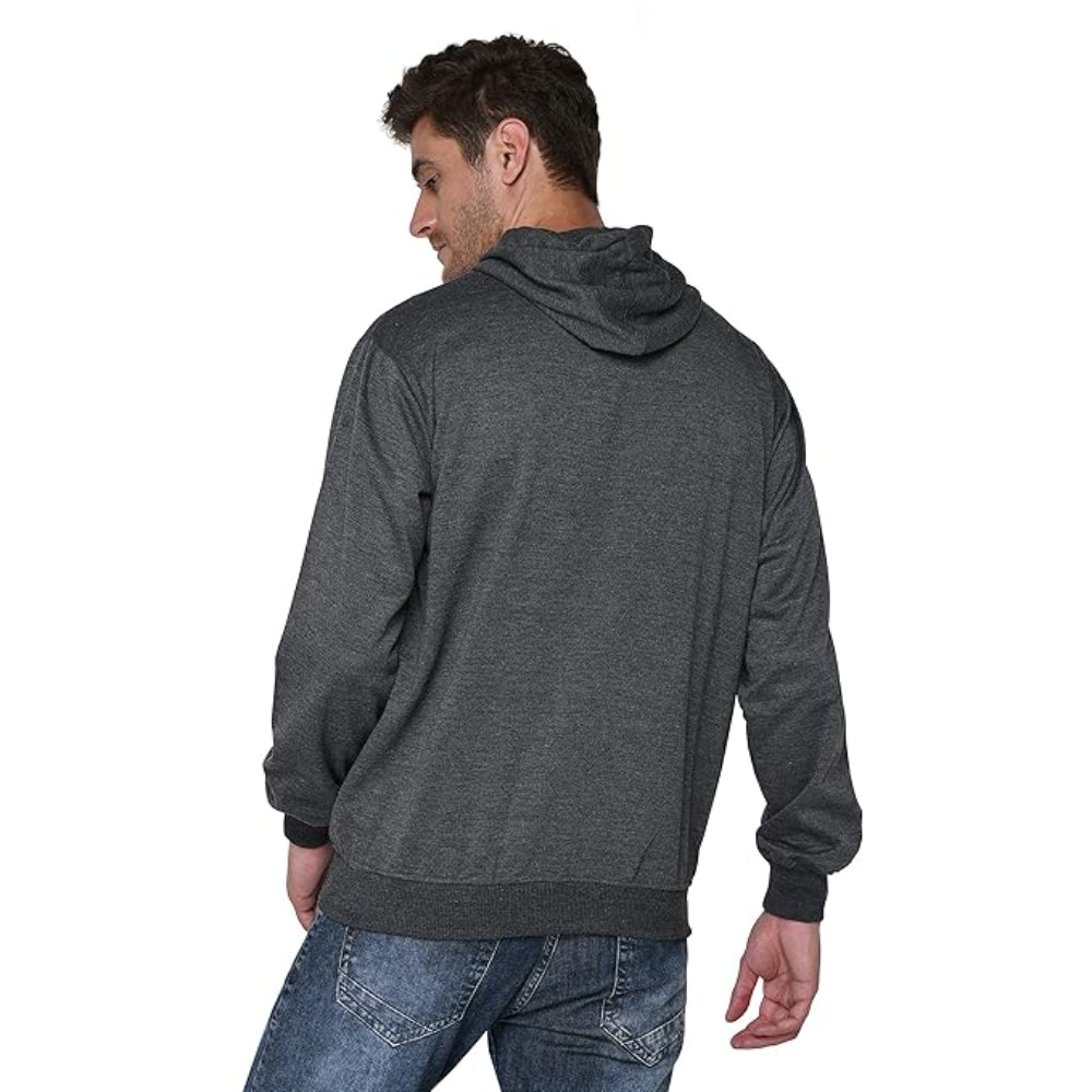 Men Plain Solid Charcoal Grey Hoodie