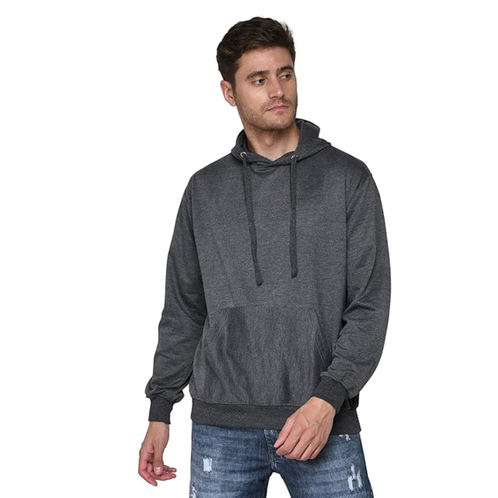 Men Plain Solid Charcoal Grey Hoodie