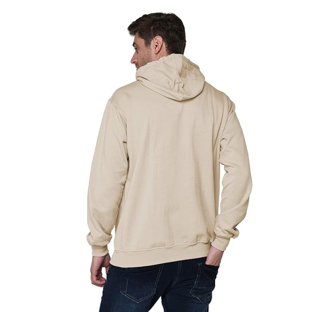 Men Plain Solid Cream Hoodie
