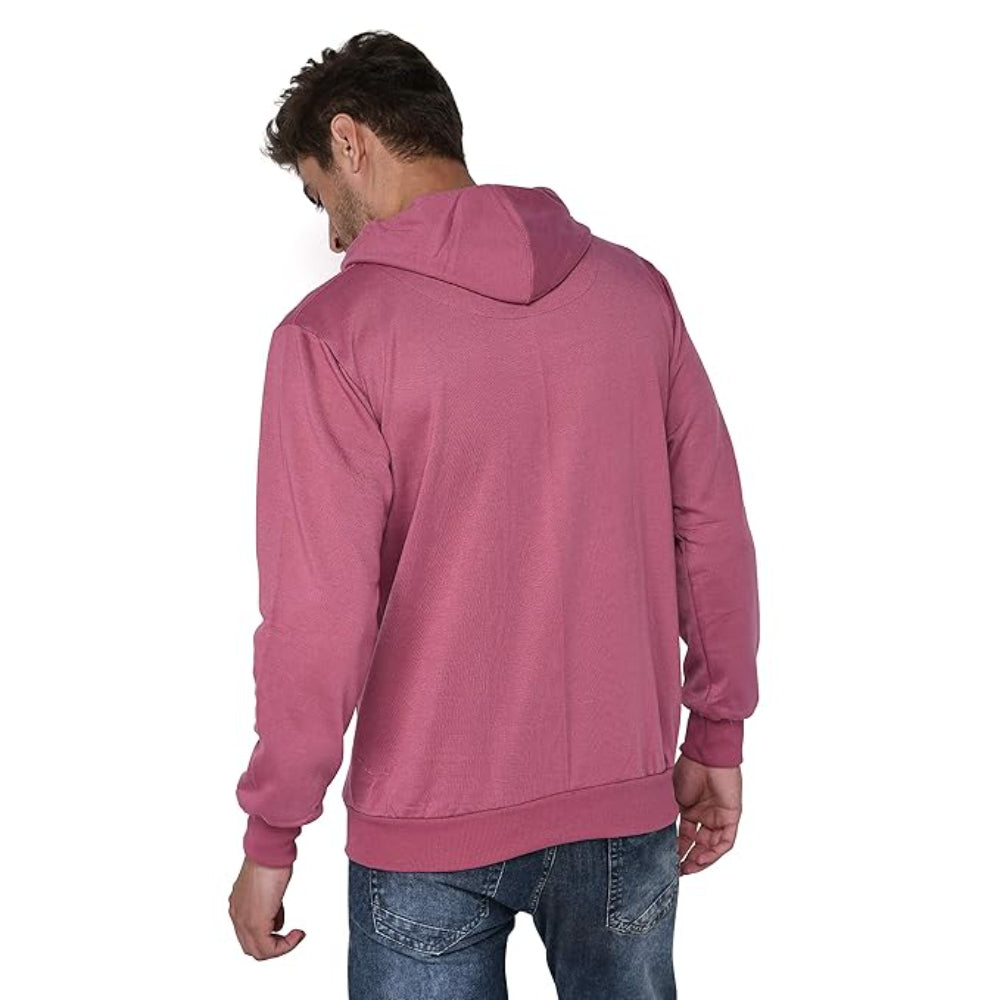 Men Plain Solid Dusty Pink Hoodie