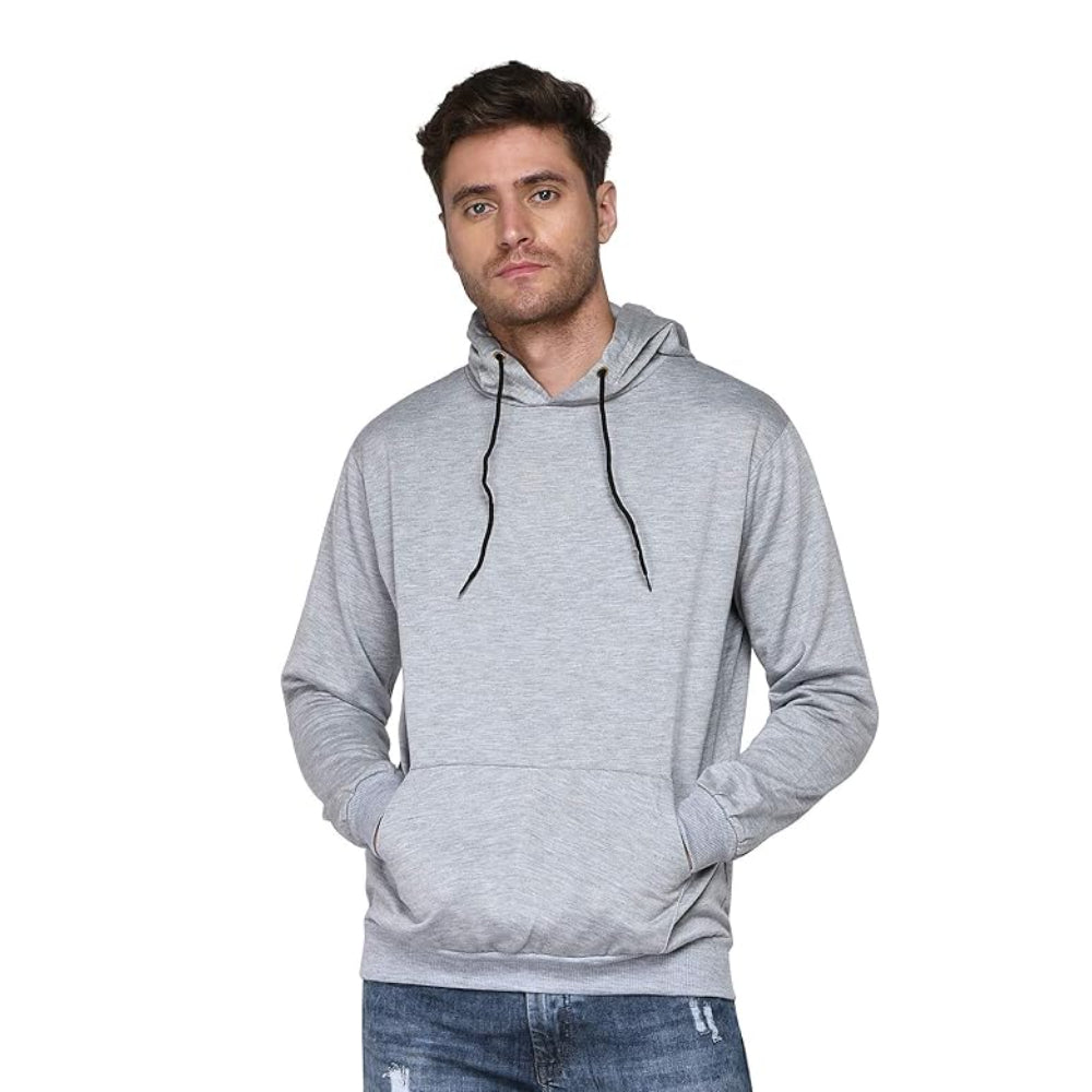 Men Plain Solid Grey Hoodie