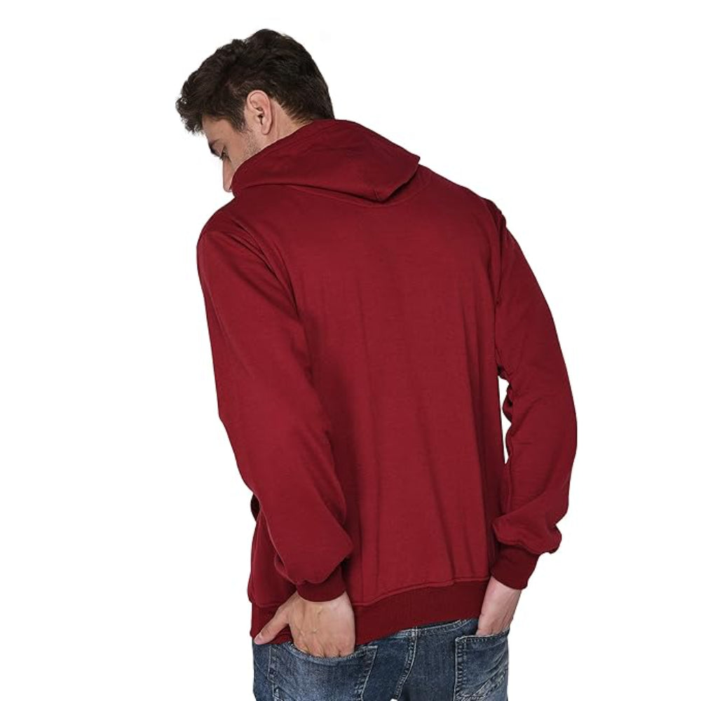 Men Plain Solid Maroon Hoodie