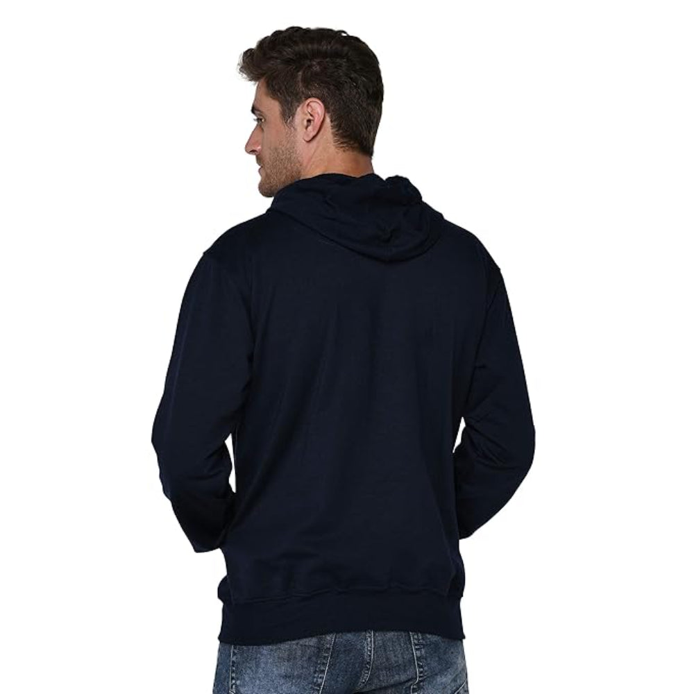 Men Plain Solid Navy Blue Hoodie